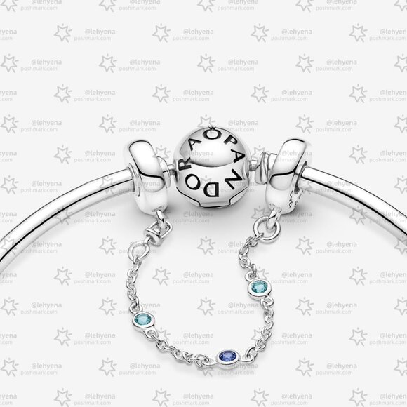 Pandora Triple Blue Stone Safety Chain - Picture 3 of 5